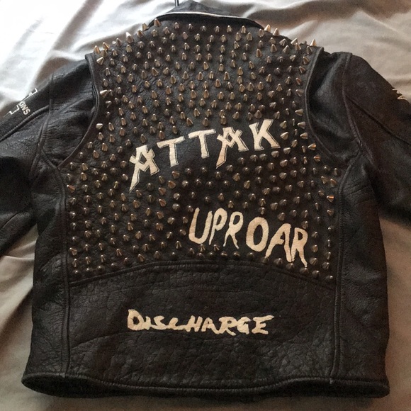 Leather Jacket Studded Punk/Metal Style - Picture 3 of 7
